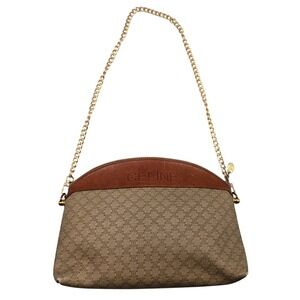Vintage Celine Macadam Bag Brown‎ Coated Canvas